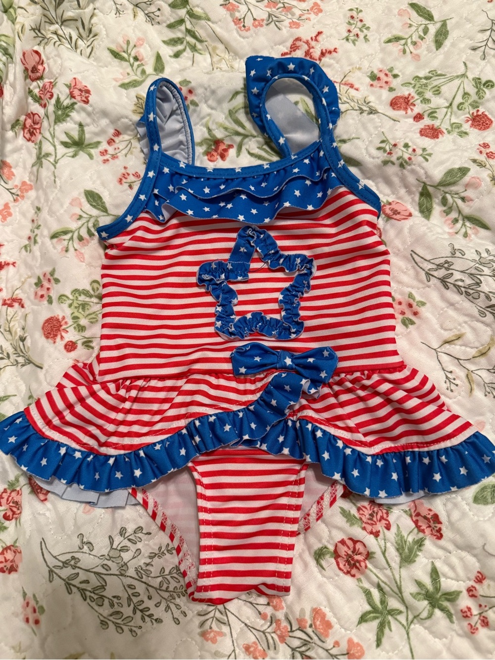 Penelope Mack Kids One Piece Swimsuit - Red and Blue Stars & Stripes